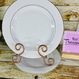 Vintage Kmart ELEGANT GOLD White Gold Trim Rim Porcelain Dinner Plates Set of 2